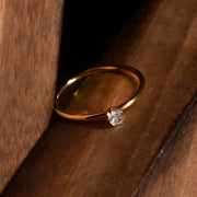 18KT Gold Plated Minimal Crystal Ring