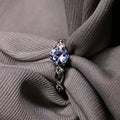 925 Silver Plated Elegant Six-Claw Crystal Adjustable Ring