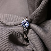 925 Silver Plated Elegant Six-Claw Crystal Adjustable Ring