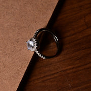 925 Silver Plated Square Halo Cubic Zirconia Ring