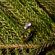 925 Silver Plated Elegant Six-Claw Crystal Adjustable Ring