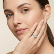 925 Silver Plated Elegant Six-Claw Crystal Adjustable Ring